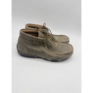 Twisted X Womens 8.5M Bomber Brown Leather Driving Moc Chukka Boots WDM0001